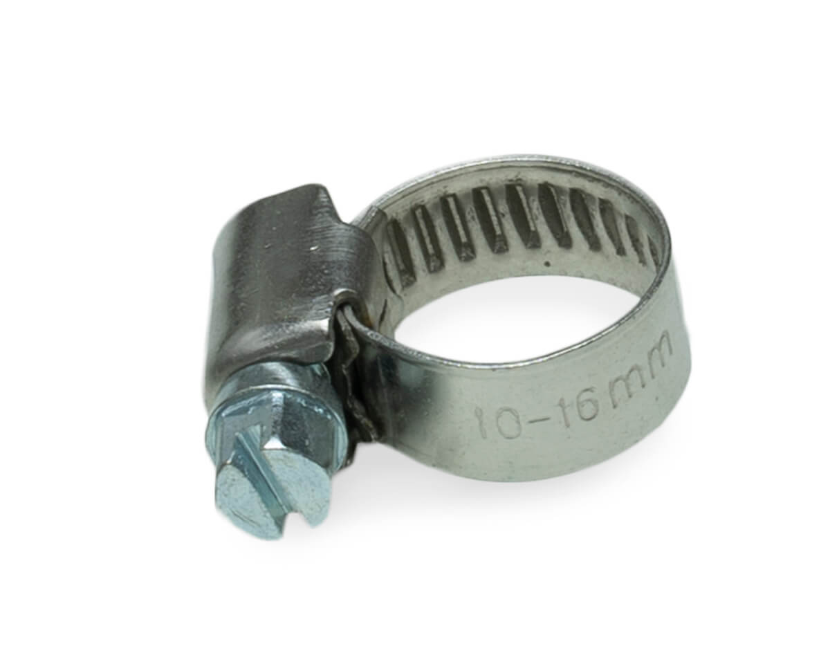 Хомут червячный (10-16 мм), ширина 9 мм, DIN3017-1, НЕРЖ. СТАЛЬ A2, W4, винт нерж. (упак/10шт)