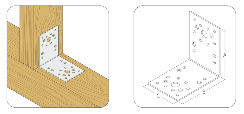 Крепежный уголок 50x50x40/2 KM4, желтый цинк (шт)
