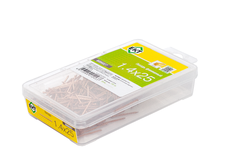 Гвоздь финишный 1,4x25, омедненный, в пласт. контейнере (упак/0,15кг)