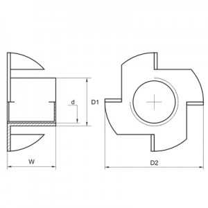Гайка врезная М5х8, DIN1624, оцинк. (упак/500шт)
