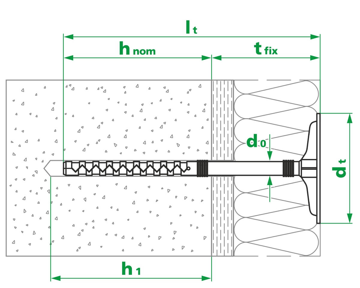 Держатель теплоизоляции с удл.зоной 10х400 со стальным гвоздем с термо-загл.DTM-UZ+GT-MT(упак/100шт)