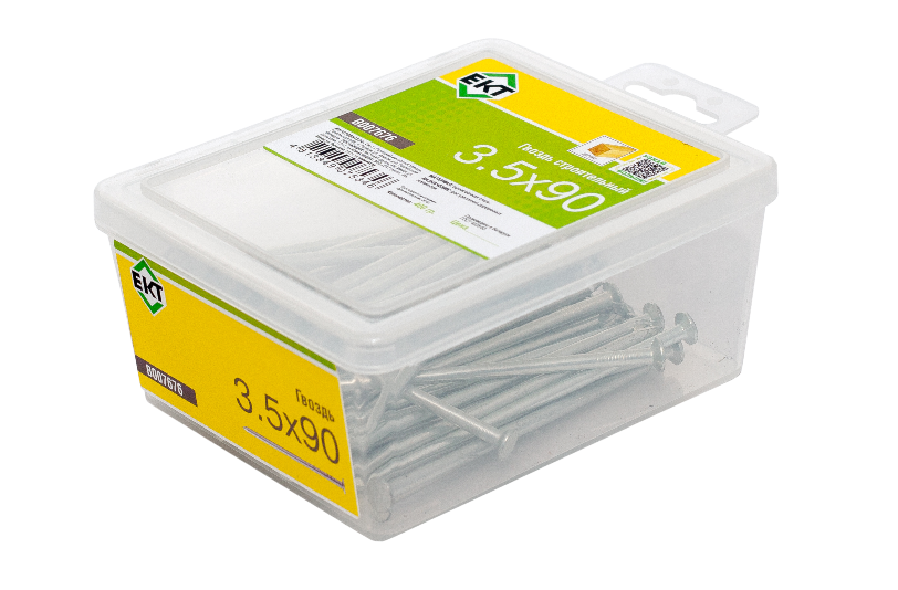 Гвоздь строительный 3,5х90, оцинкованный, в пласт. контейнере (упак/0,4кг)