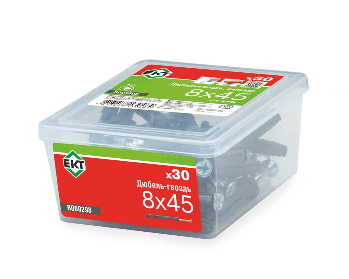 Дюбель-гвоздь GL, 8x45 цилиндр, п/п, ЕКТ (пласт.конт./30шт)