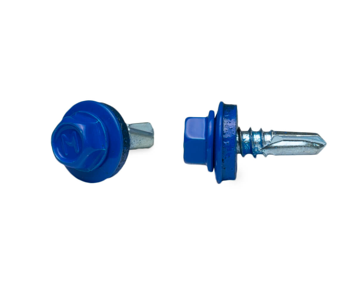 Саморез кровельный 5,5х19 RAL 5005 (насыщенный синий), в пласт. контейнере (упак/50шт)