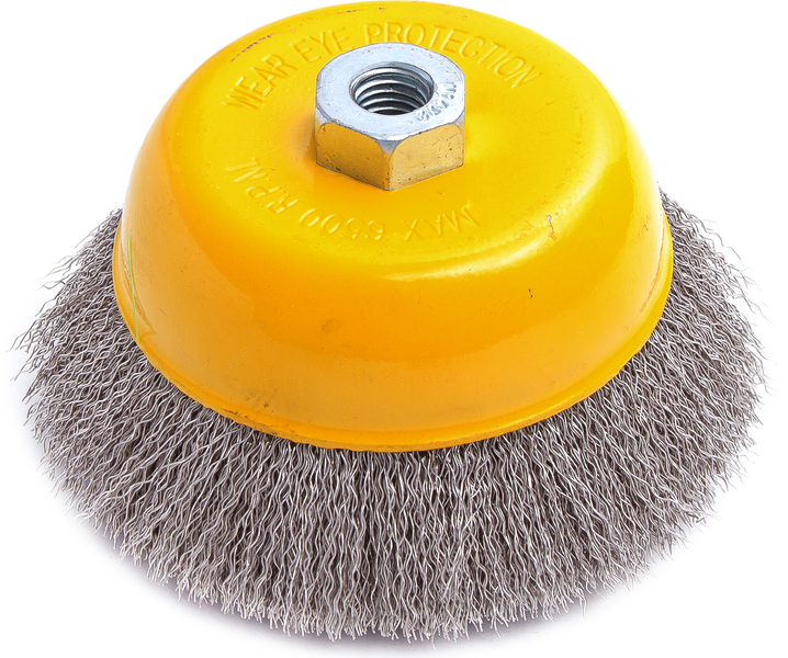 Щетка чашечная 125мм x М14, канилир. проволока 0,35мм, НЕРЖ. сталь KERN (шт)