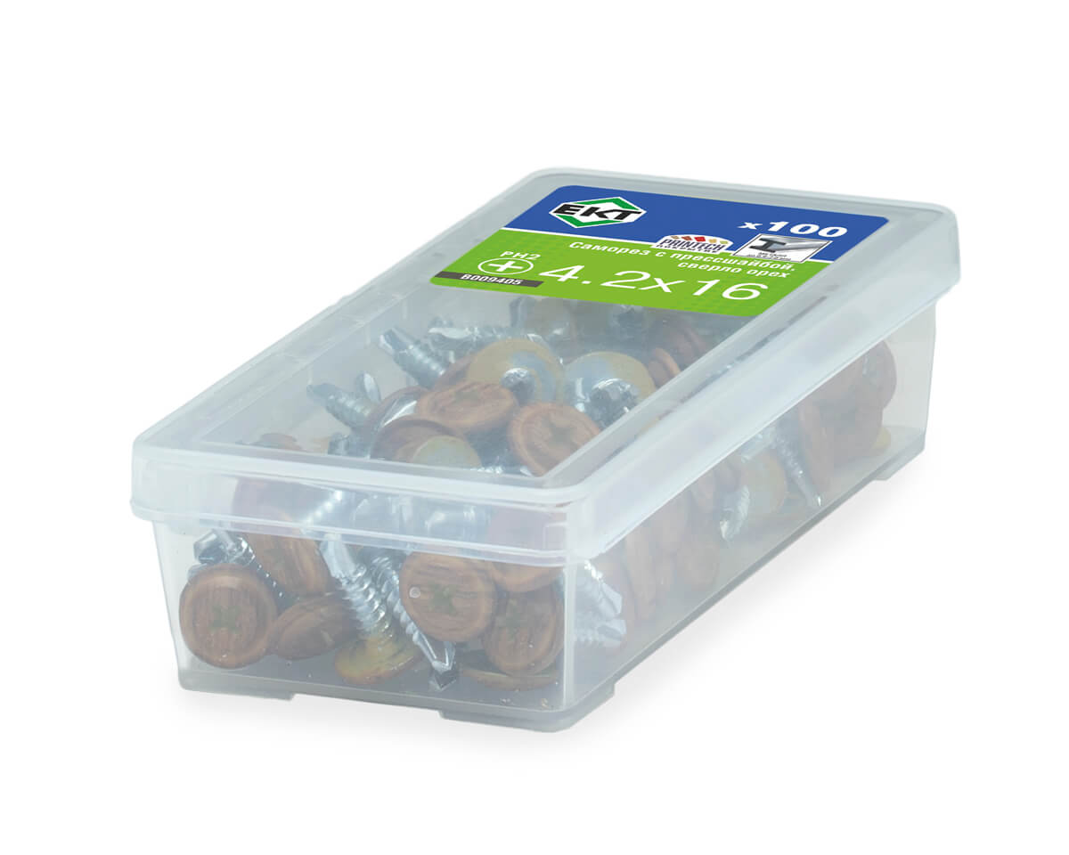 Саморез с п/ш 4.2х16 сверло, PRINTECH (Орех), ЕКТ (упак/100шт)