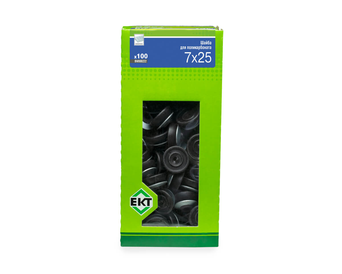 Шайба для поликарбоната, 7x25 черная, в коробке с окном, ЕКТ (упак/100шт)