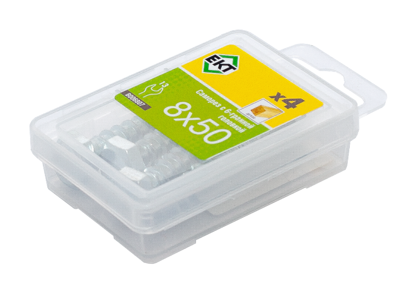 Саморез с 6-гранной головкой 8,0 х50 острый, цинк (упак/4шт)