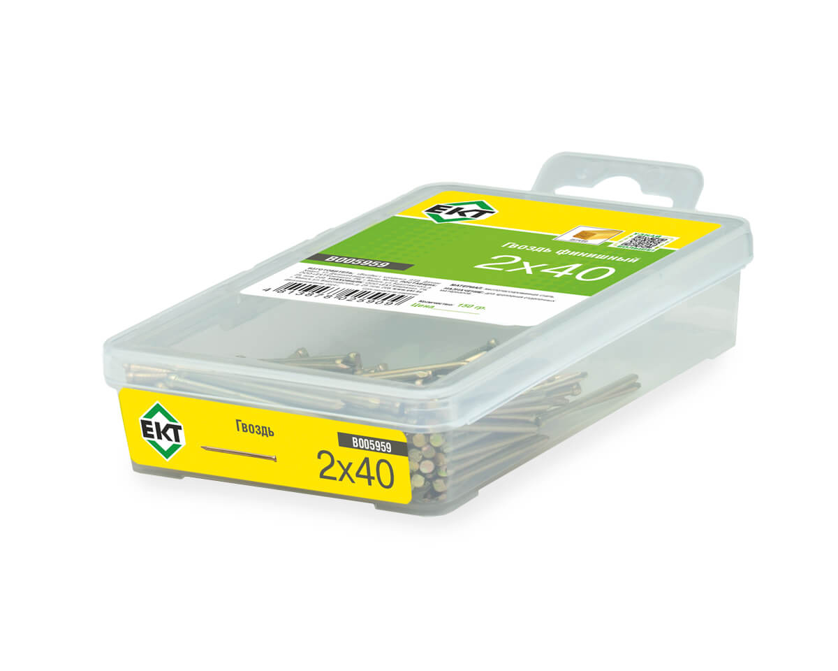 Гвоздь финишный 2,0x40, желт. цинк, в пласт. контейнере (упак/0,15кг)