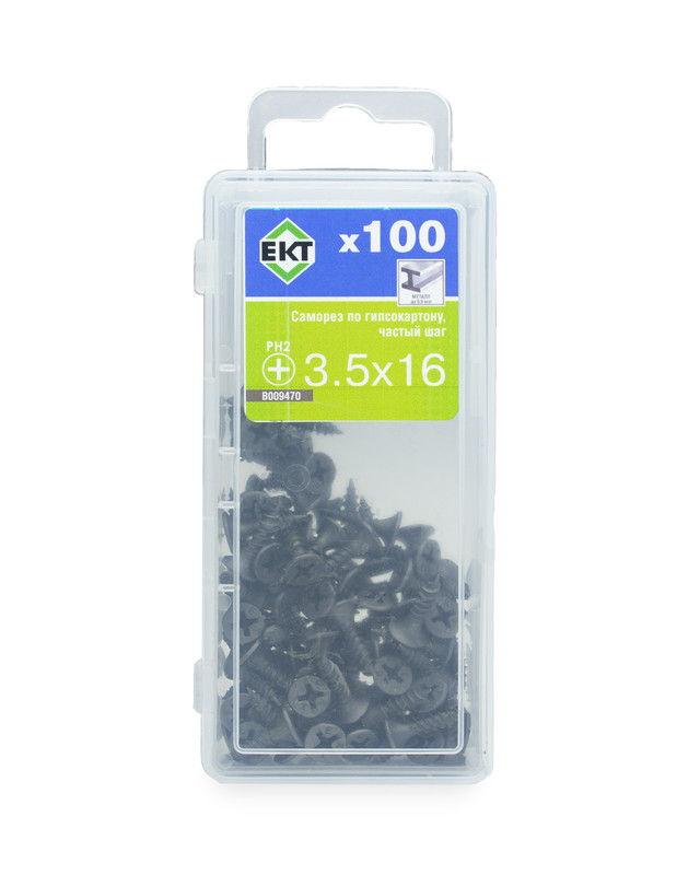 Саморез по ГК 3.5х16 частый шаг (к металлу), фосфат., ЕКТ (упак/100шт)