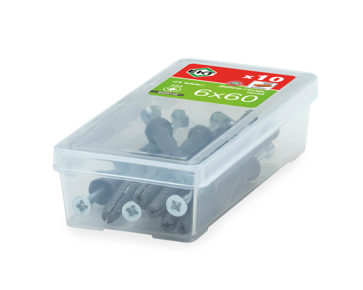 Дюбель-гвоздь GL, 6x60 потай, п/п, ЕКТ (мини-конт./10шт)