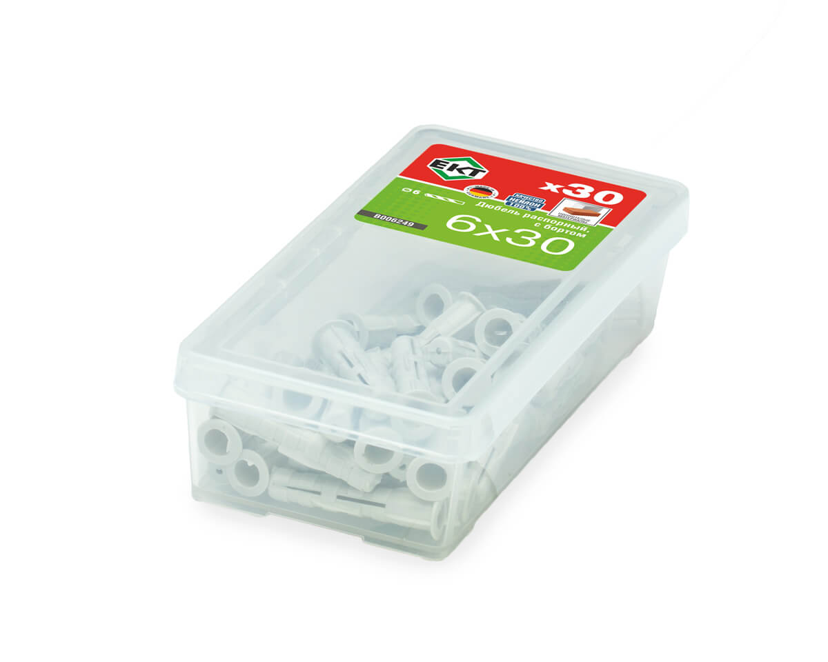 Распорный дюбель с бортом KEW KSD S 6х30, НЕЙЛОН (упак/30шт)