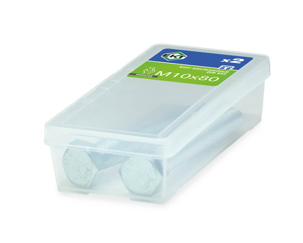 Болт шестигранный 10х 80, цинк, прочн. 8.8 DIN 933, (упак/2шт)