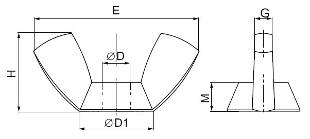 Гайка барашковая М5, DIN315, НЕРЖ. СТАЛЬ (упак/50шт)