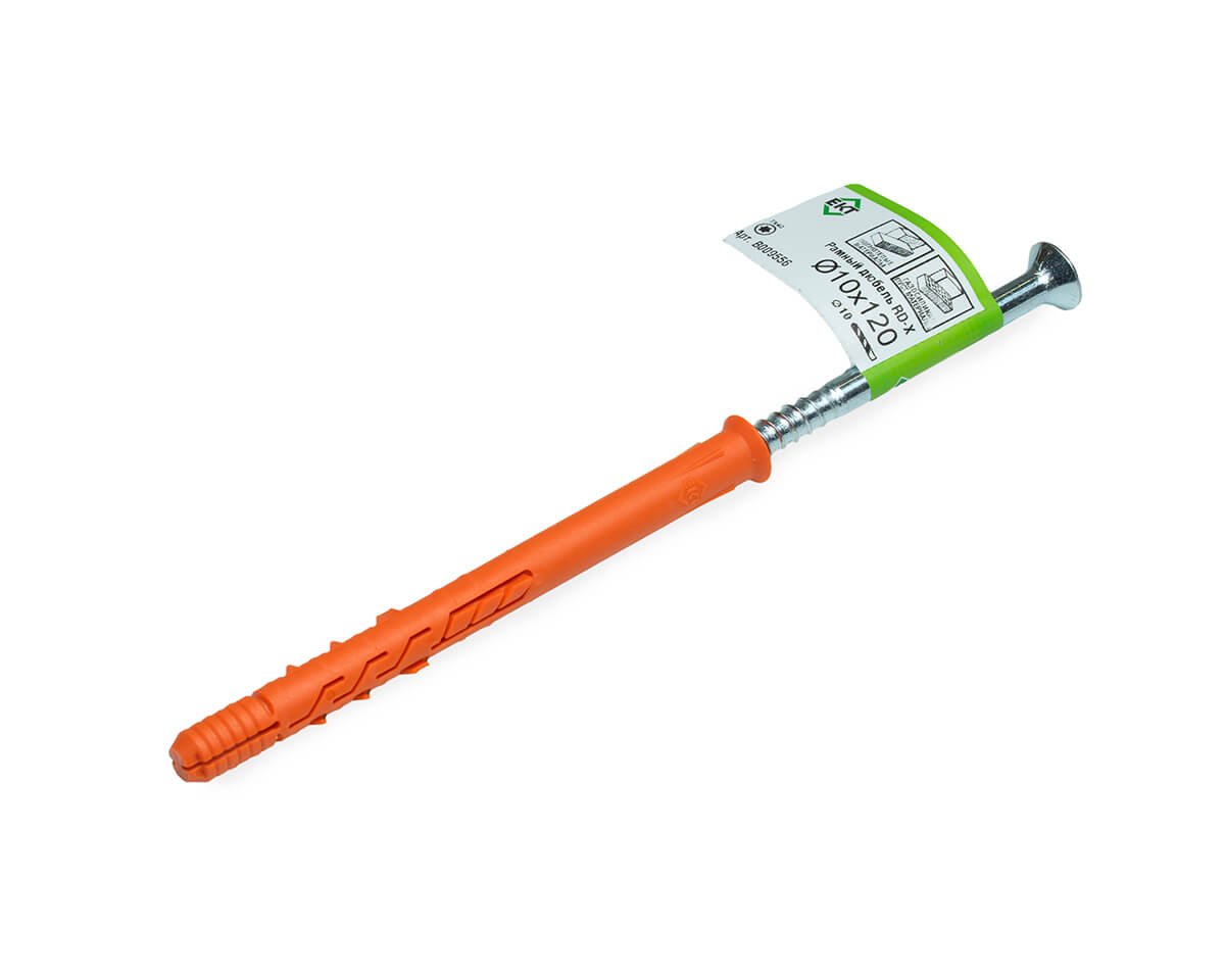 Рамный дюбель с шурупом ЕКТ RD-X 10x120 потай, НЕЙЛОН (с этик./1шт)