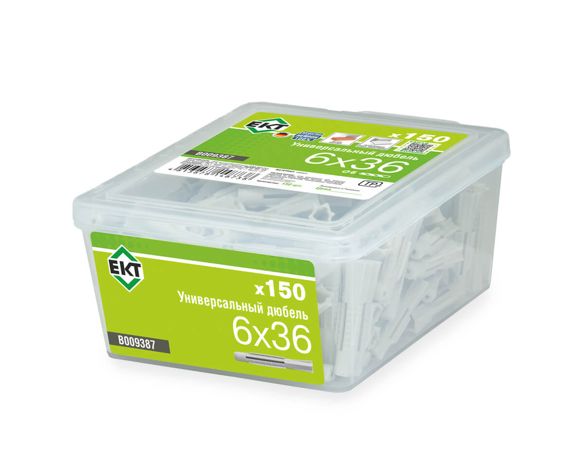 Универсальный дюбель UDD 6x36, НЕЙЛОН, в пласт. контейнере (упак/150шт) ЕКТ