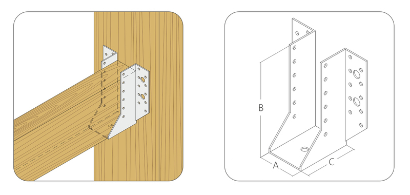 Опора бруса оцинкованная раскрытая 140x76x100x2,0 мм OBR_R-100/140 (шт)