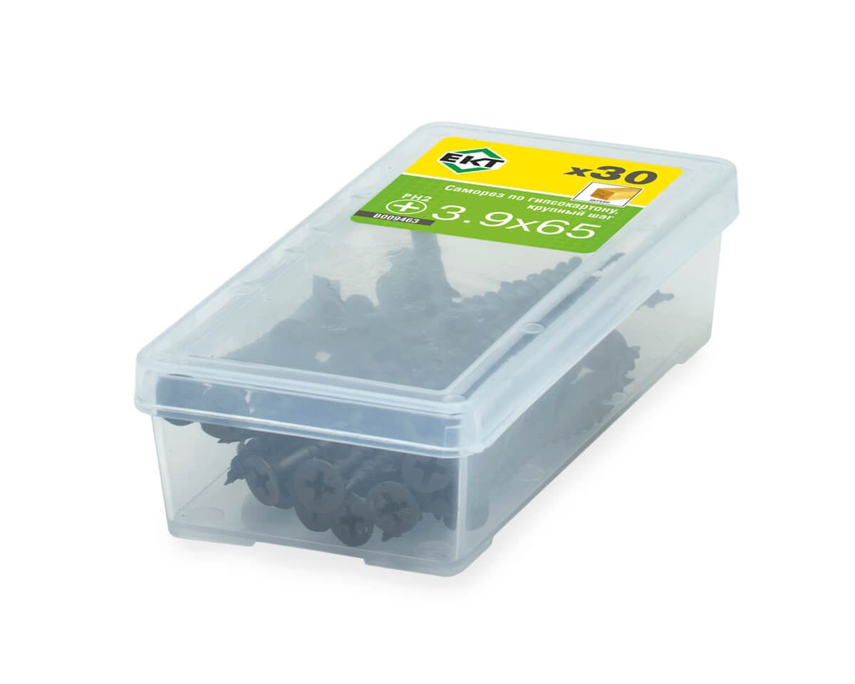 Саморез по ГК 3.9х65 крупный шаг (к дереву), фосфат., ЕКТ (упак/30шт)