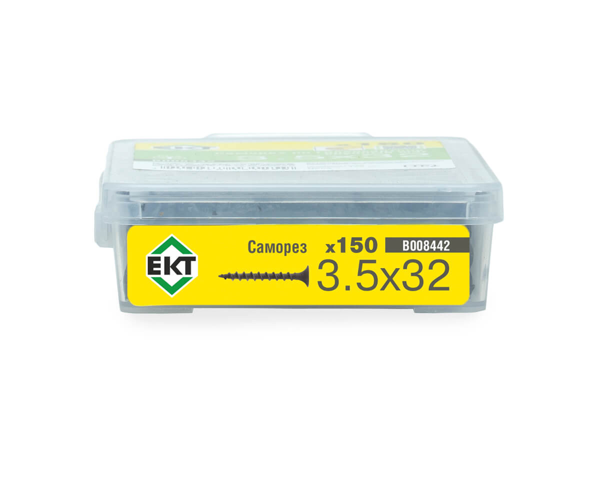 Саморез по ГК, крупный шаг 3,5х32 в пласт. контейнере (упак/150шт)