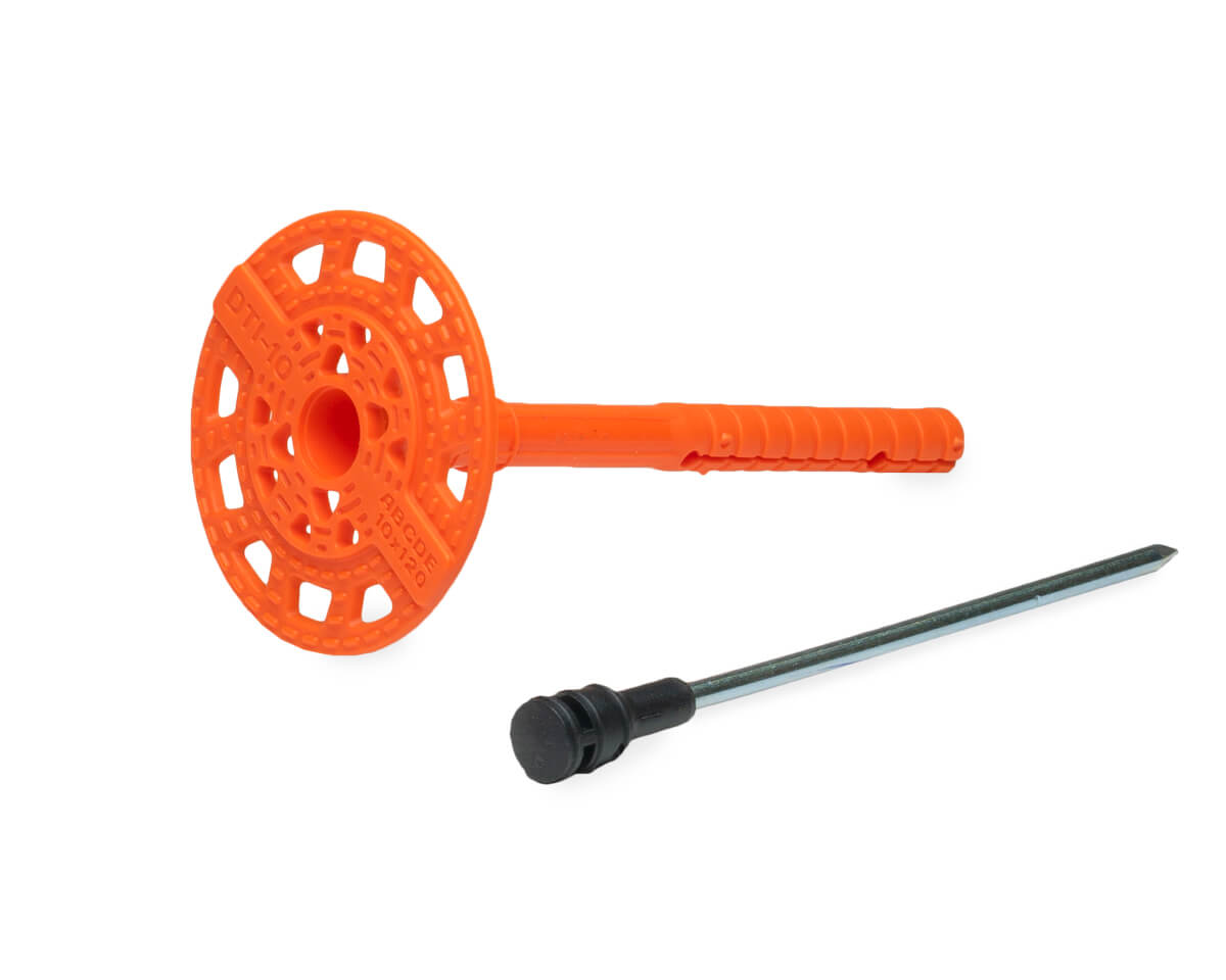 Дюбель тарельчатый 10х120 со стальным гвоздем с термоголовкой DTI-10 (упак/350шт)