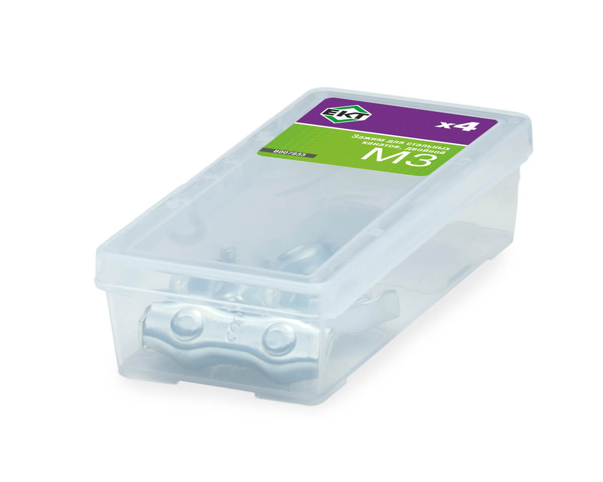 Зажим для стальных канатов 3 мм, двойной, оцинк. (упак/4шт)