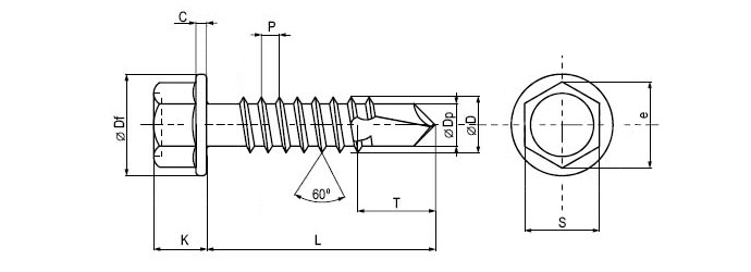 Саморез кровельный без шайбы SR, 5,5х38, сверло PT3, цинк, ЕКТ (упак/200шт)