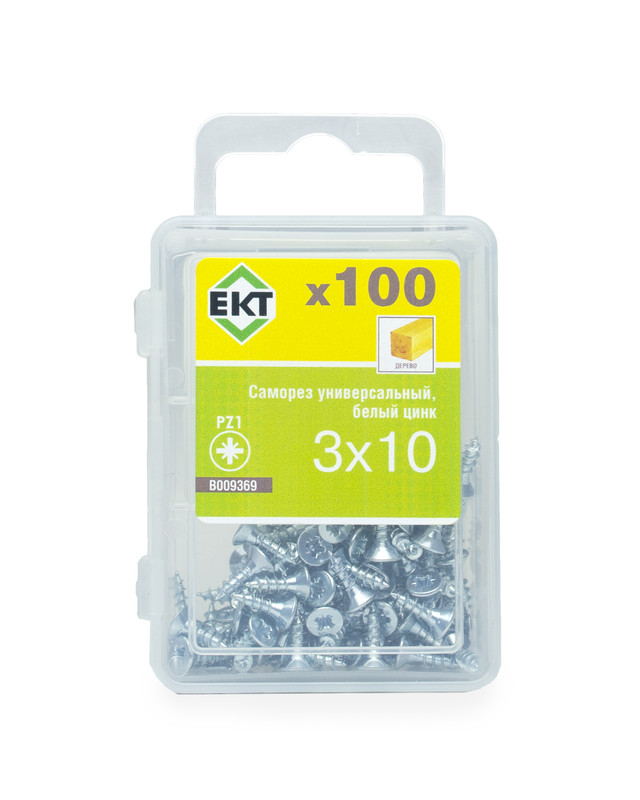 Саморез универсальный 3.0х10, белый цинк (упак/100шт) ЕКТ
