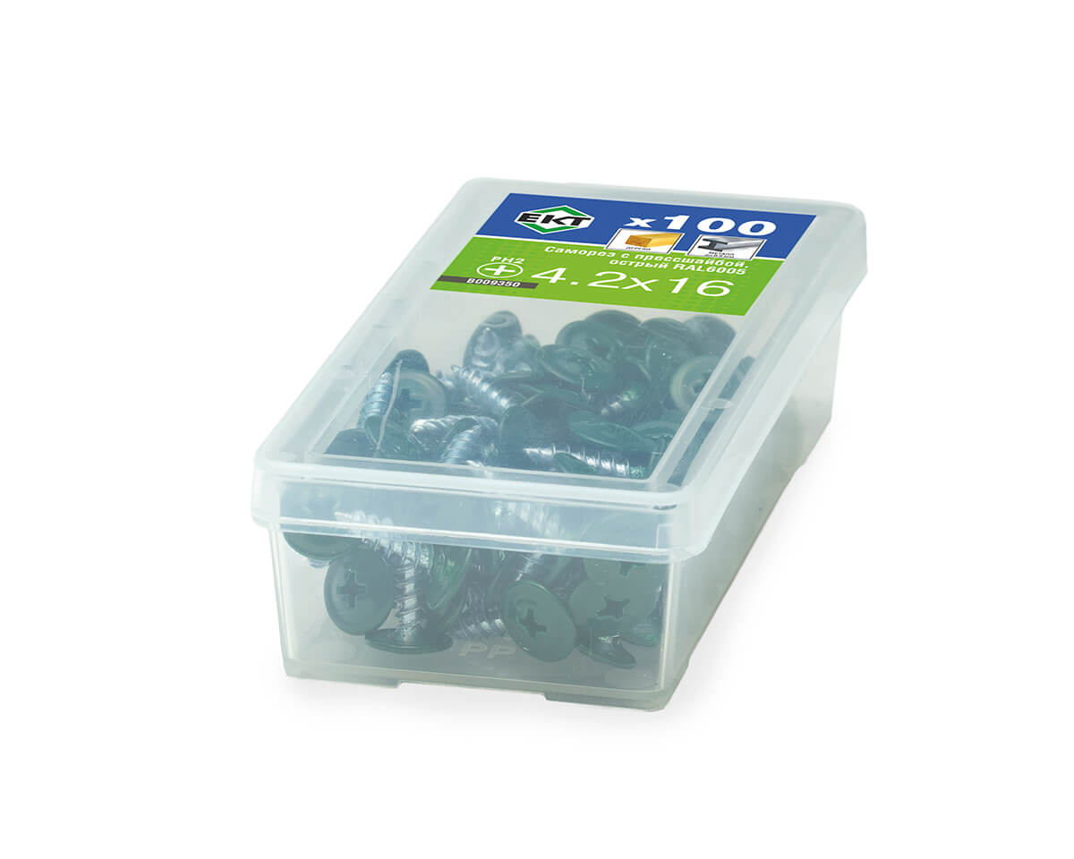 Саморез с п/ш, острый 4.2х16 RAL6005 (упак/100шт)