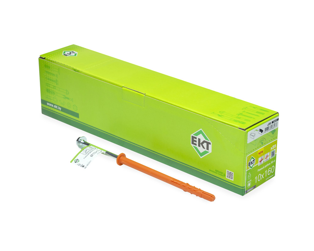 Рамный дюбель с шурупом ЕКТ RD-H 10x160 цилиндр, НЕЙЛОН (с этик./1шт)