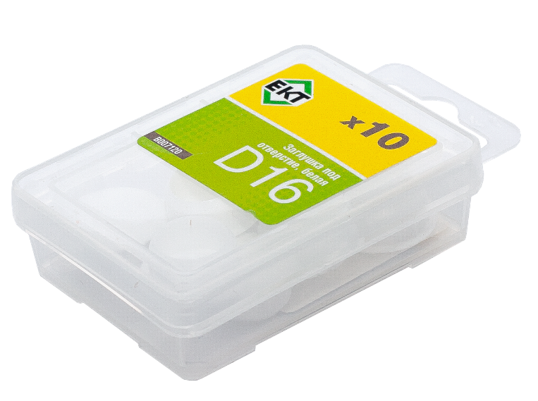 Заглушка декоративная под отверстие D16, белая (упак/10шт)