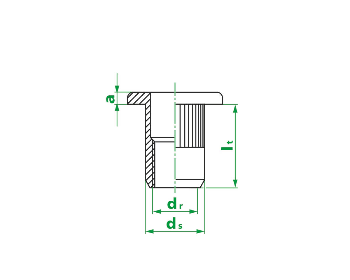Заклепка резьб. M8x18.5/1035, ст.,оцинк.,цил.борт,насечка на теле и борт. (упак/100шт)