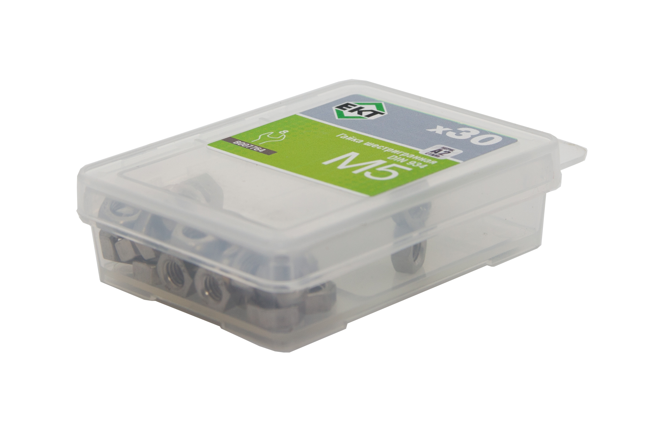 Гайка шестигранная М5, DIN934, НЕРЖ. СТАЛЬ, ЕКТ (упак/30шт)