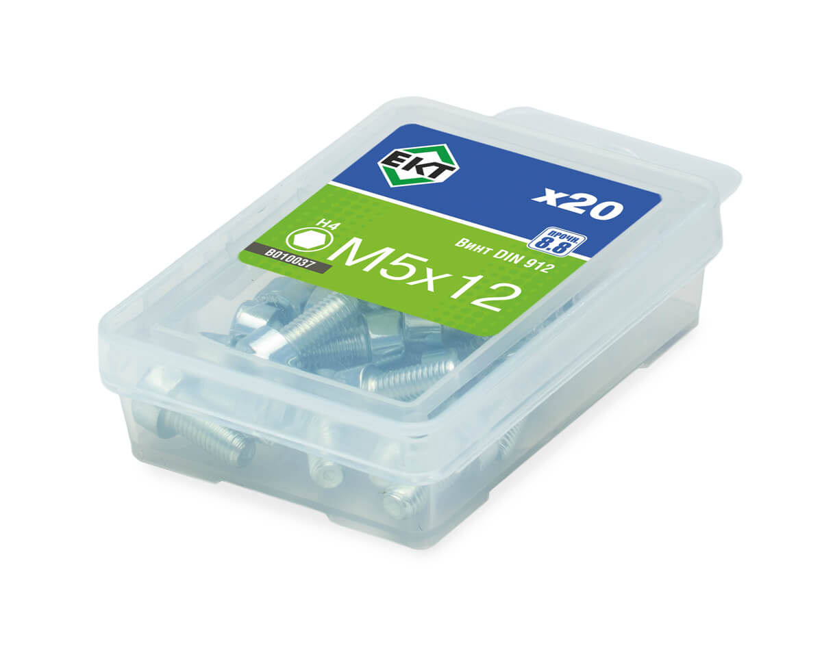 Винт 5х12 с цилиндр.гол.и внутр.шестигр., цинк,прочн.8.8 DIN 912 (упак/20шт)