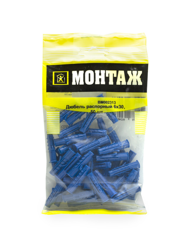 Дюбель распорный 6х30 TCHAPPAI, МОНТАЖ (пакет/50шт)