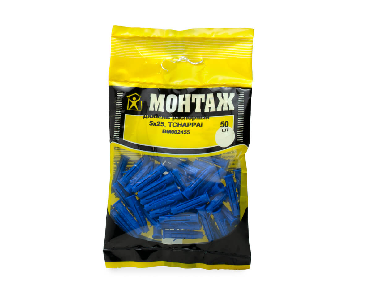 Дюбель распорный 5x25 TCHAPPAI, МОНТАЖ (пакет/50шт)