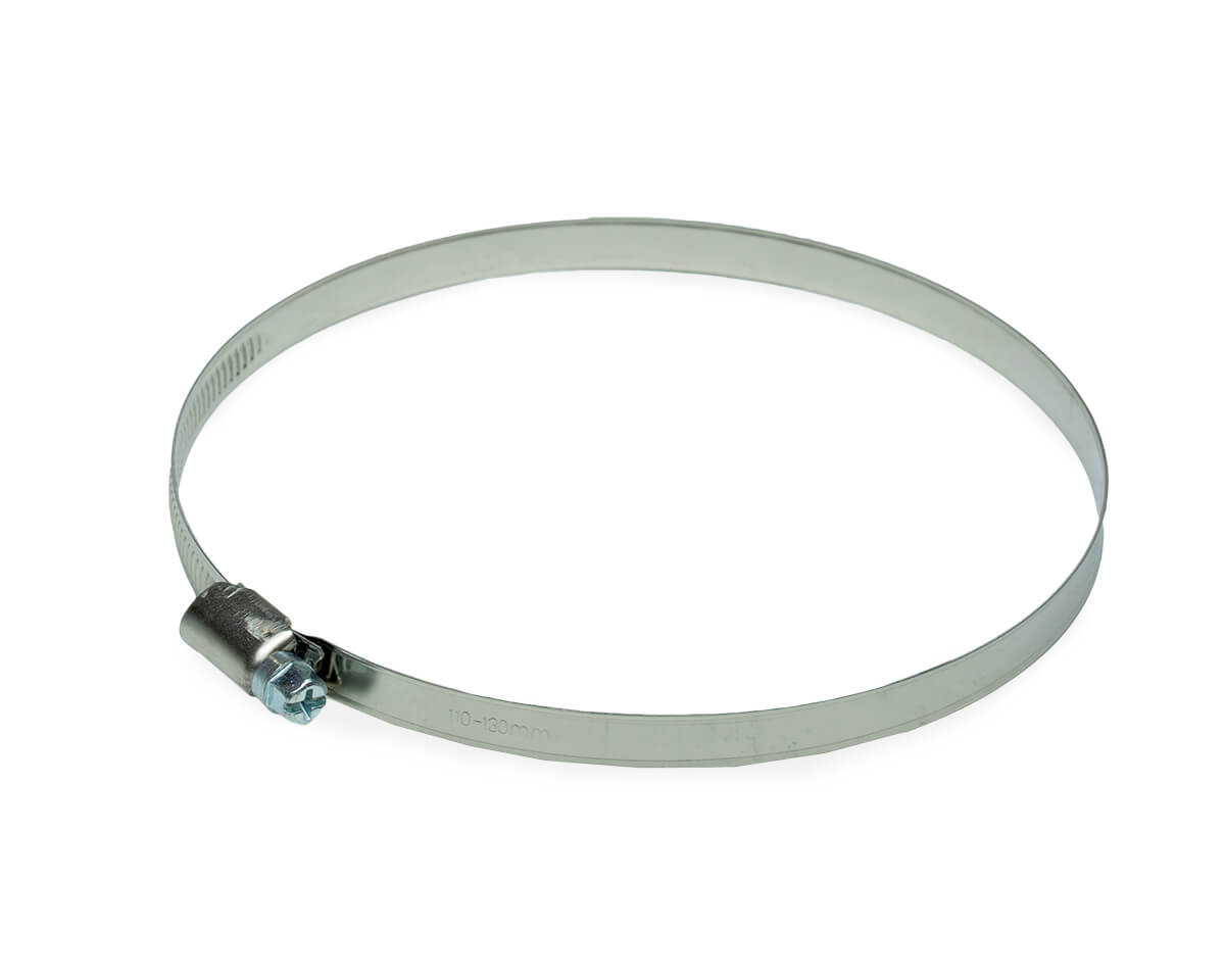 Хомут червячный (110-130 мм), ширина 9 мм, DIN3017-1, НЕРЖ. СТАЛЬ SS201, W2, винт оцинк. (упак/5шт)