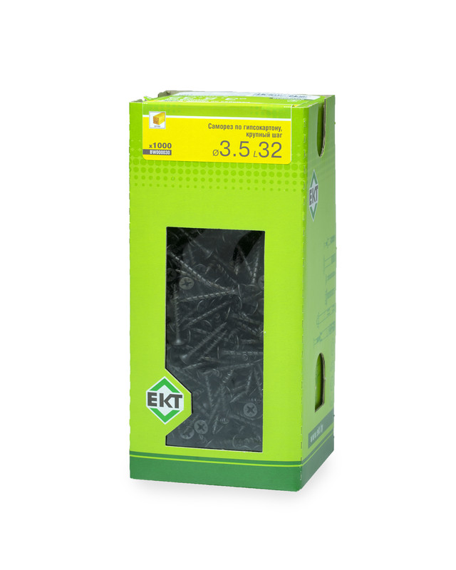 Саморез по ГК 3.5х32 крупный шаг (к дереву), фосфат., в коробке с окном, ЕКТ (упак/1.000шт)