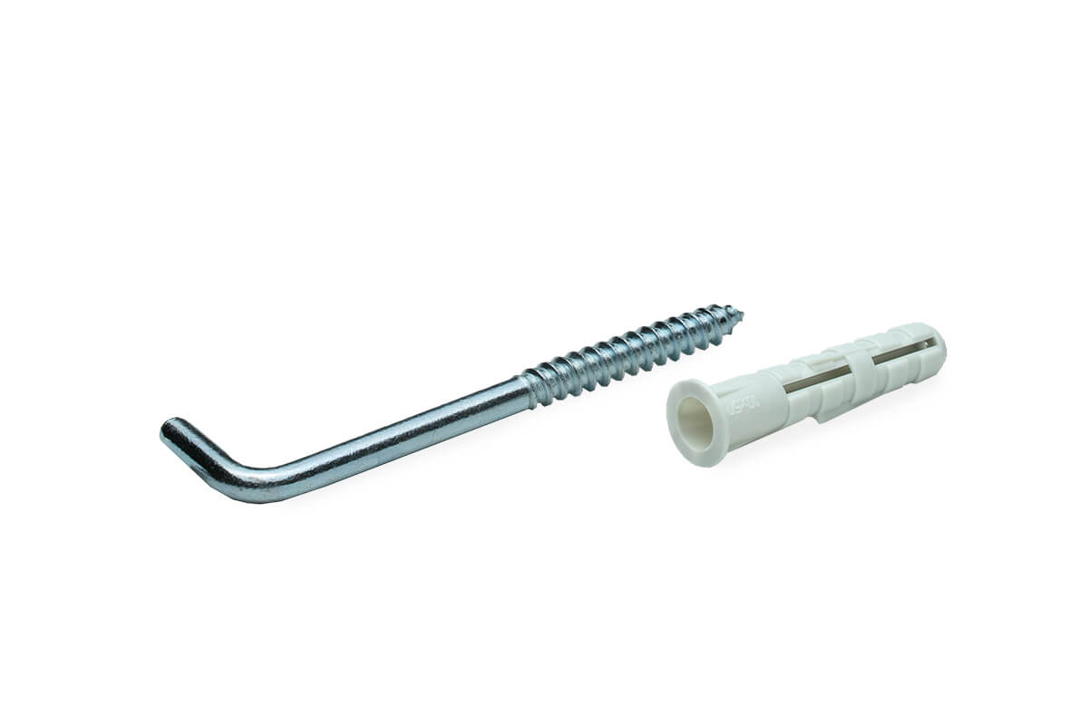 Шуруп Г-образный 8/6х100, оцинк. + распорный дюбель с бортиком KSD S 10х50, нейлон (упак/2шт)