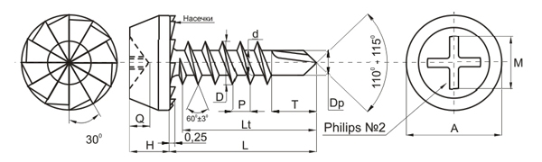 Саморез с цилиндрической головкой SSC, 3,5х9,5 сверло, фосфат (упак/20000шт)