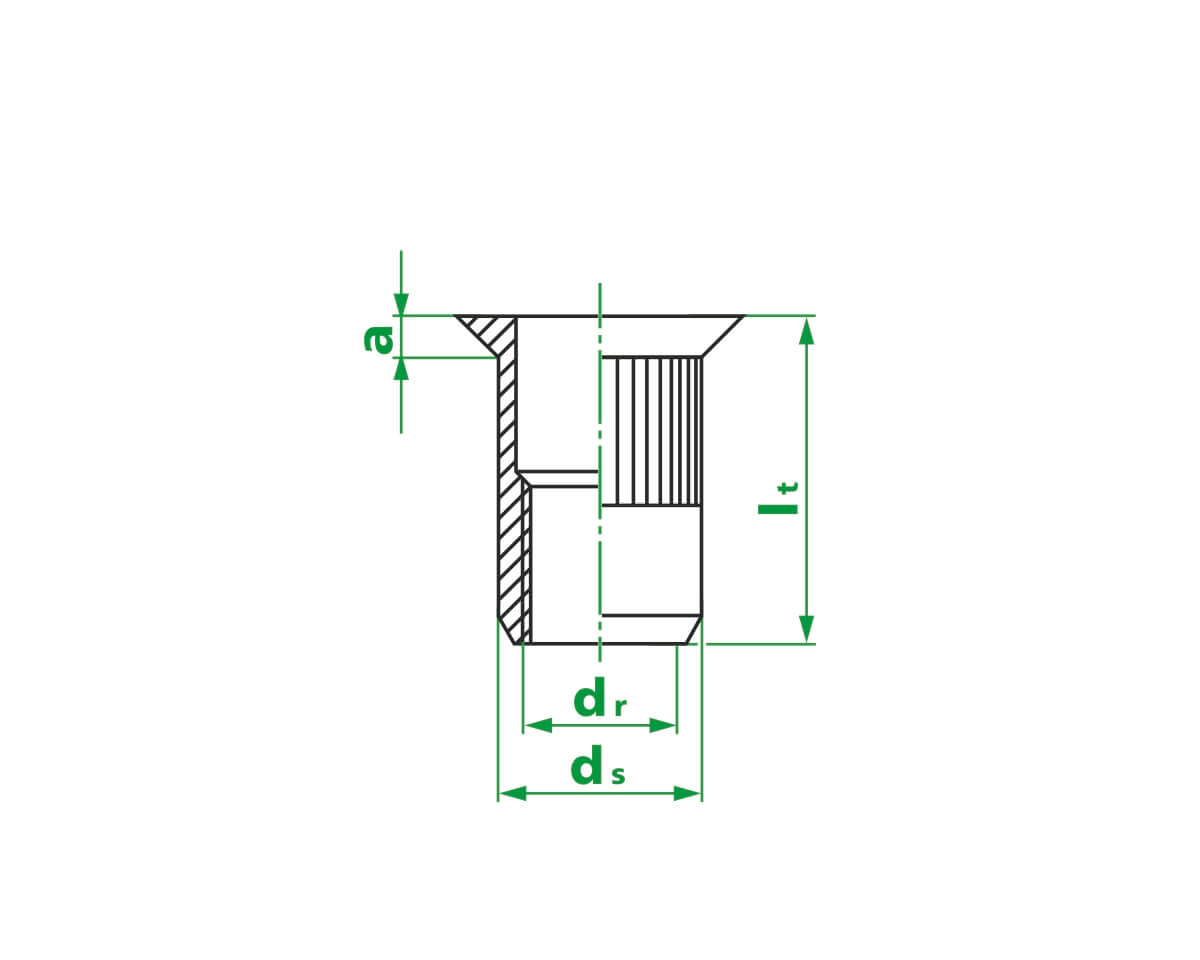 Заклепка резьб. М3х9.0/0515,ст.,оцинк,уменьш.борт,насечка на теле (упак/4.000шт)