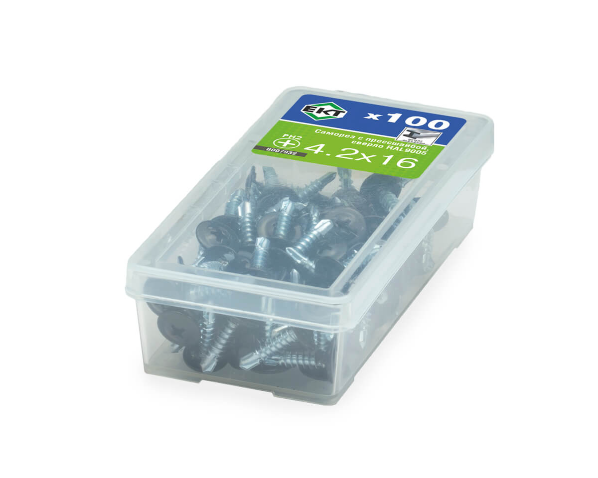 Саморез с п/ш, сверло 4.2х16 RAL9005 (упак/100шт)