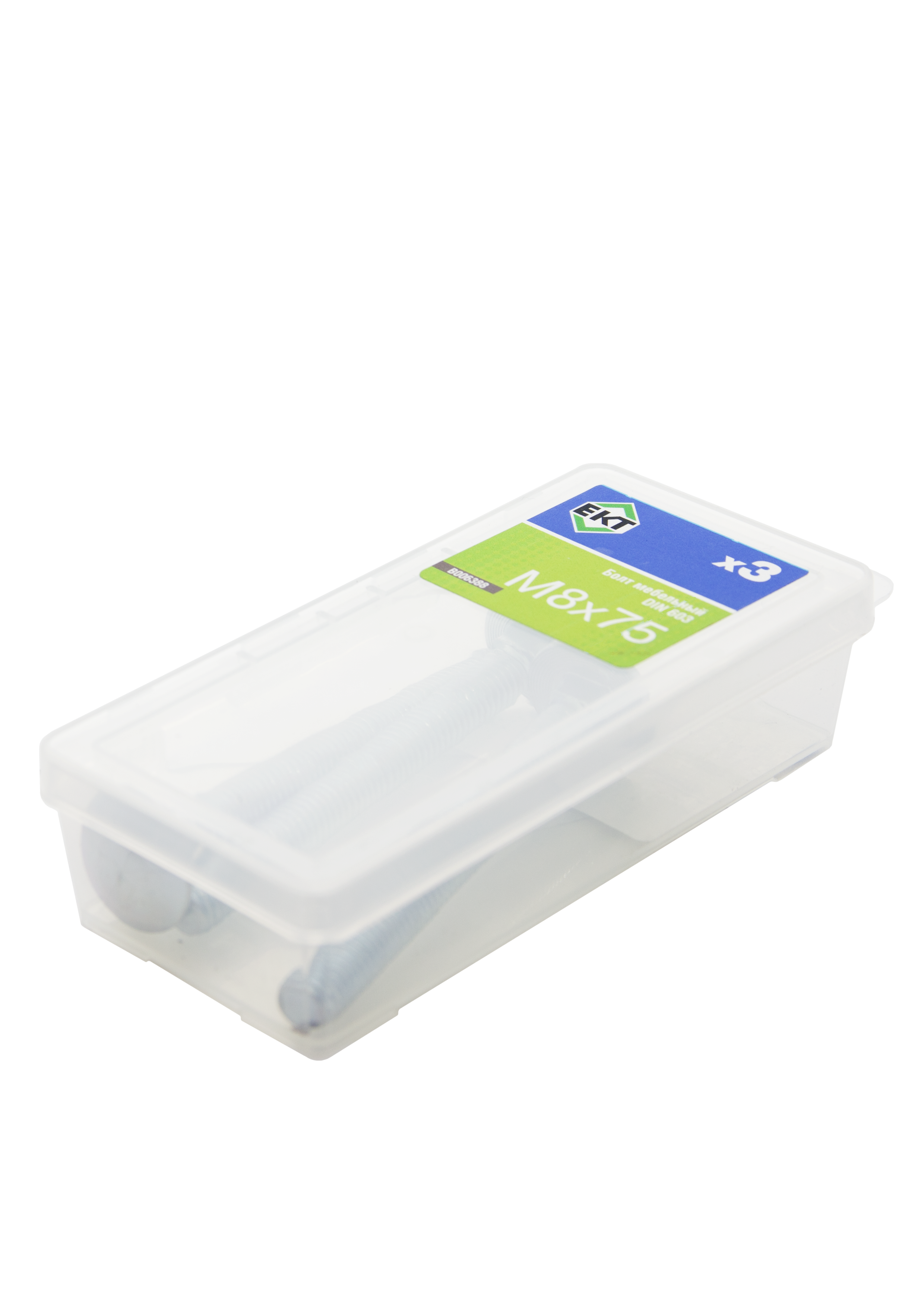 Болт мебельный 8х 75, цинк, прочн. 4.8 DIN 603 (упак/3шт)