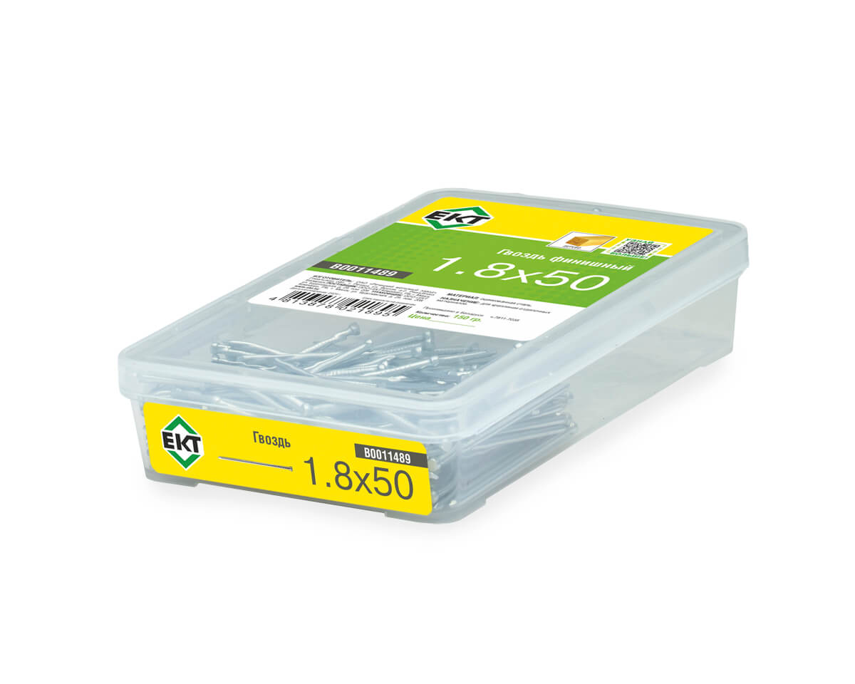 Гвоздь финишный 1,8х50, оцинкованный, в пласт. контейнере (упак/0,15кг)
