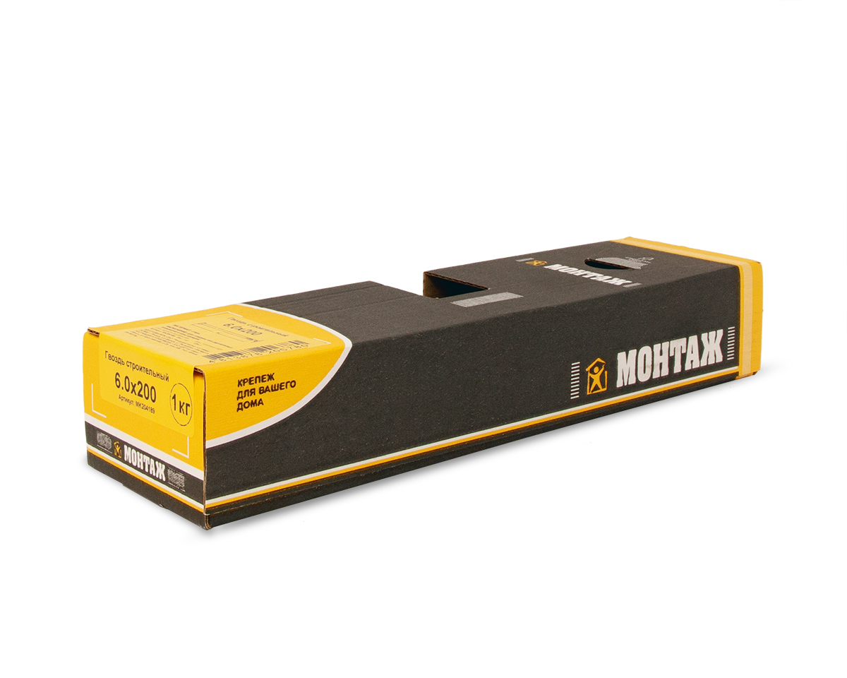 Гвоздь строительный 6.0x200, МОНТАЖ (упак/1кг)