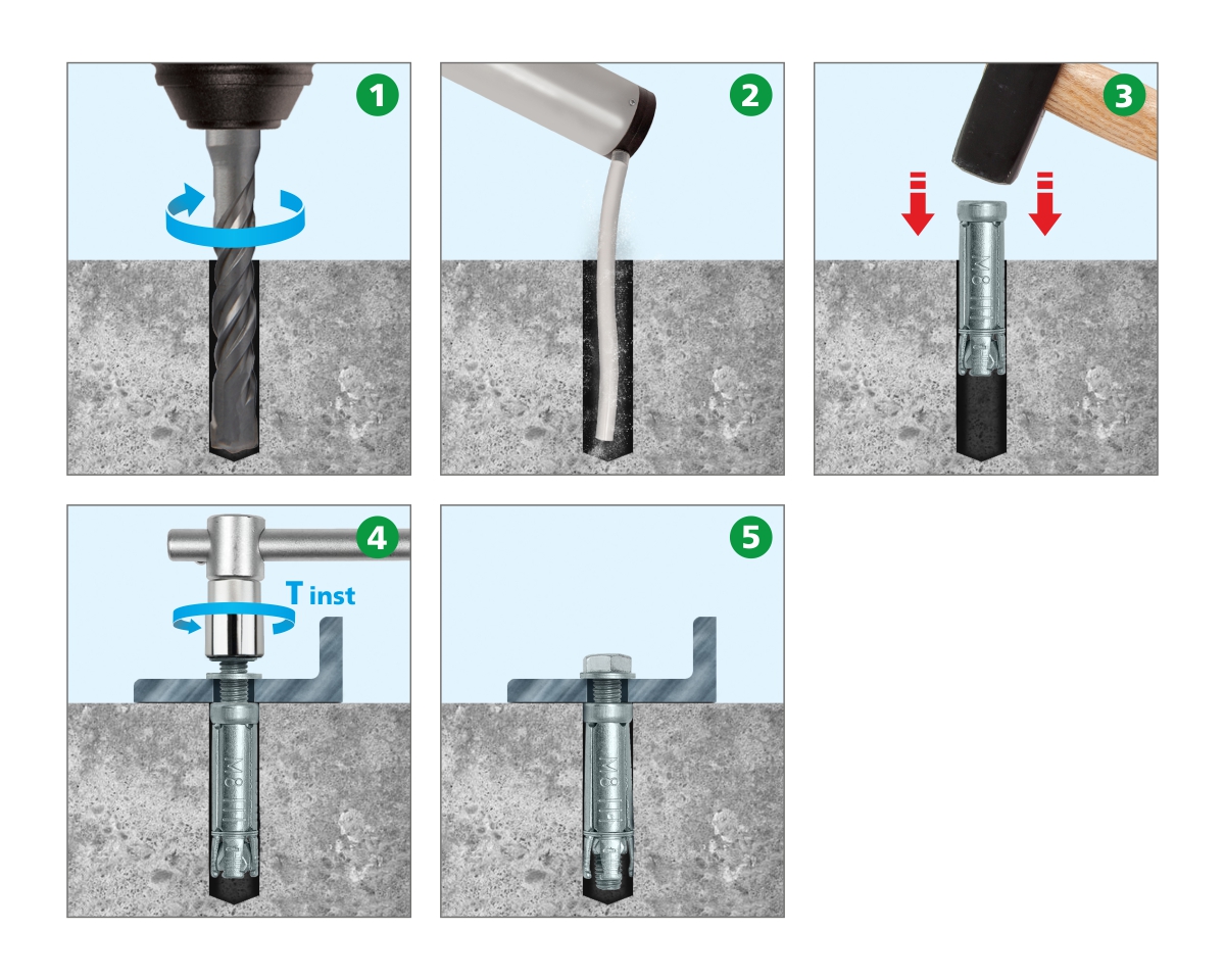 Разжимной 4-х сегментный анкер PF М8х14х50 (упак/1.000шт)