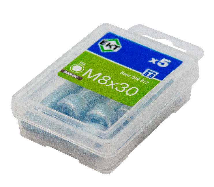 Винт 8х 30 с цилиндр.гол.и внутр.шестигр.,цинк,прочн.8.8 DIN 912 (упак/5шт)