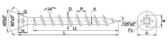 Саморез универсальный SUG, 5,0х25, желтый цинк, ЕКТ (упак/1.000шт)