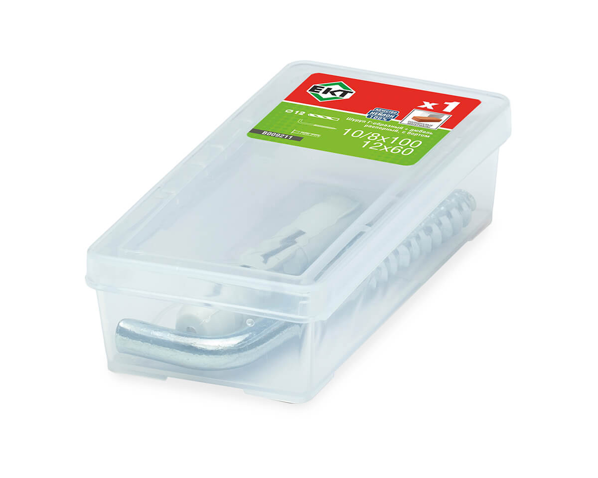 Шуруп Г-образный 10/8х100, оцинк. + распорный дюбель с бортиком KSD S 12х60, нейлон (упак/1шт)