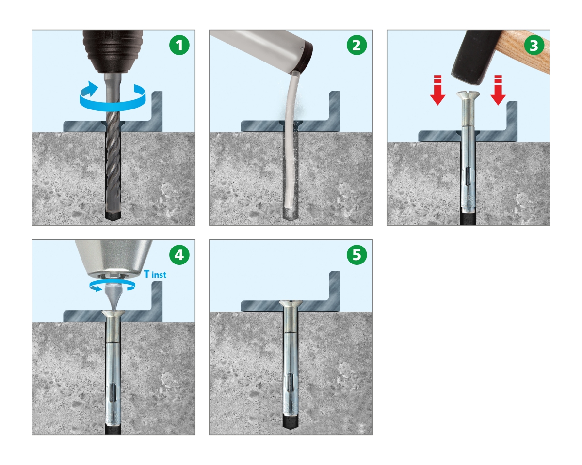 Анкерный болт с потайной головкой FSM М8х10х75 (упак/50шт)