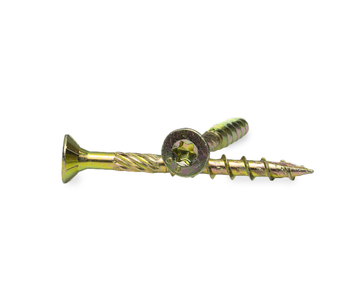 Саморез усиленный по дереву 6.0x60, потай, желтый цинк, в пласт. контейнере, ЕКТ (упак/35шт)